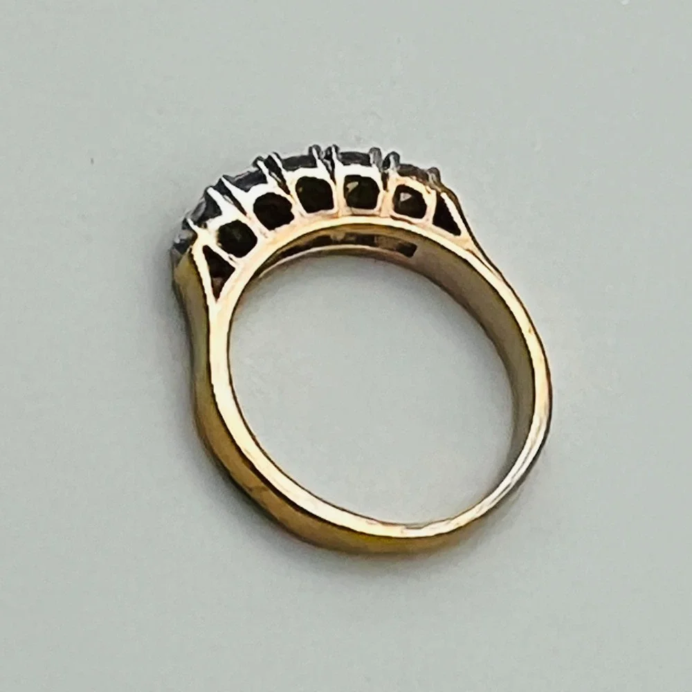 Gold Tone Half Eternity Ring Band Clear Stone Accent Classic Wedding Size 6